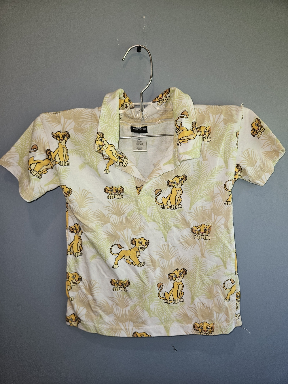 Disney Yellow Simba Print Button-Down Kids Top